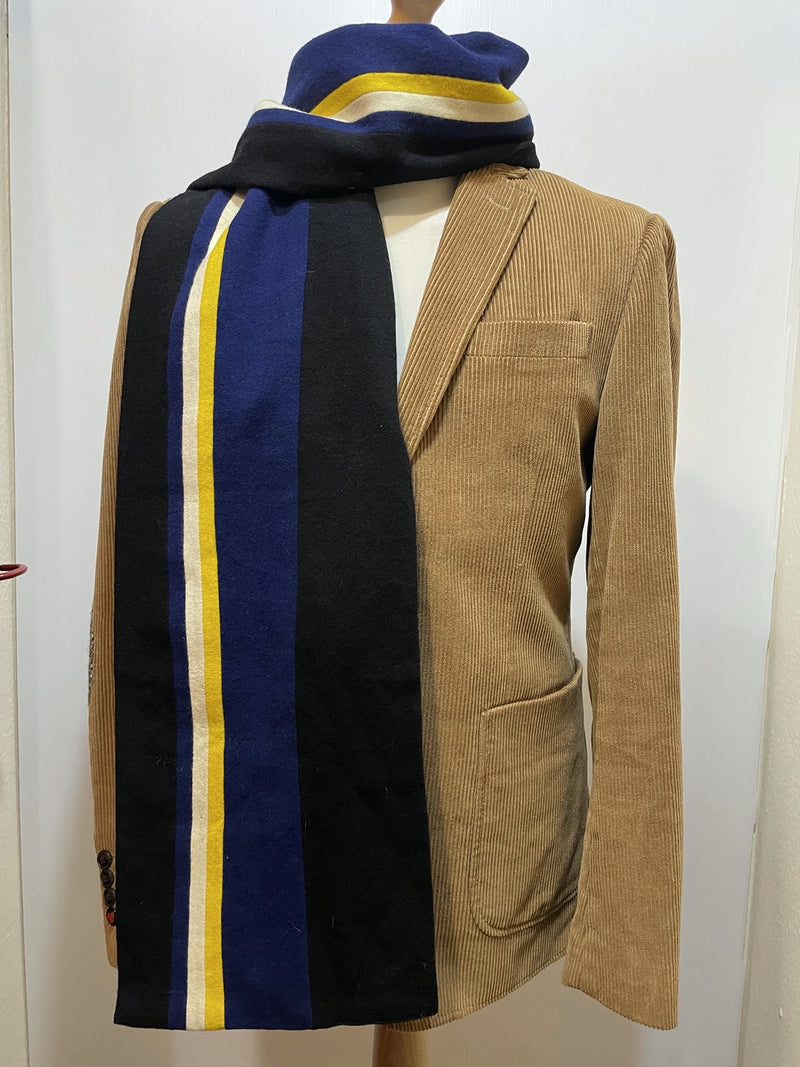 yellow  wool  winter  white  vintage  Urban Village Vintage  urban village  scarf  pure wool  pure new wool  One Size  neck scarf  MOD  mens  college scarf  blue  black  60s  1960s  100% Wool