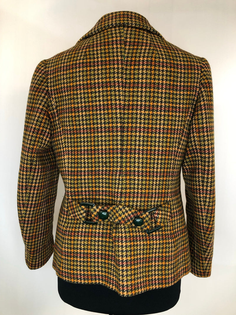 womens  vintage  Urban Village Vintage  urban village  pockets  orange  multi  long sleeve  jacket  Green  double breasted  dereta  button  blazer jacket  Blazer  70s  1970s  12