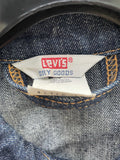 vintage  Urban Village Vintage  urban village  stitch detailing  stitch detail  S  pockets  Navy Jacket  Navy  mens  levis strauss  levis  levi strauss  levi  front pockets  denim style  Denim jacket  denim  collared  collar  chest pockets  brown stitch  70s  1970s