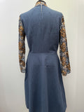 zip  womens  vintage  Urban Village Vintage  urban village  side zip  retro  maxi dress  long sleeve  high neck  floral print  floral lining  floral lace  floral dress  floral  dress  crew neck  blue  back zip  angel sleeve  70s  1970s  14