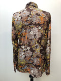 womens shirt  womens  vintage  Urban Village Vintage  urban village  Shirt  printed shirt  patterned  patterened  long sleeve  hippy  hippie  floral shirt  floral print  floral  dagger collar  collar  brown  blouse  big collar  70s  1970s  16