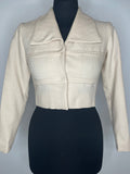 womens  vintage  Urban Village Vintage  open collar  large collar  jacket  cropped jacket  cream  70s  6  1970s