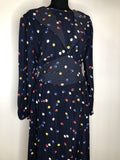 womens  white  vintage  Urban Village Vintage  summer dress  stitch detailing  stitch detail  print  navy  multi  long sleeve  dress  circle print  circle  blue  70s  1970s  16