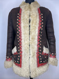60  1960  60s  1960s  womens jacket  womens  vintage  Urban Village Vintage  Sheepskin  shearling  Jacket  hippie  embroidered trim  embroidered pattern  Embroidered  coat  brown  boho  afghan  70s  1970s  10
