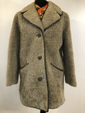 Vintage 1970s Single Breasted Sheepskin Teddy Coat in Beige - Size UK 14
