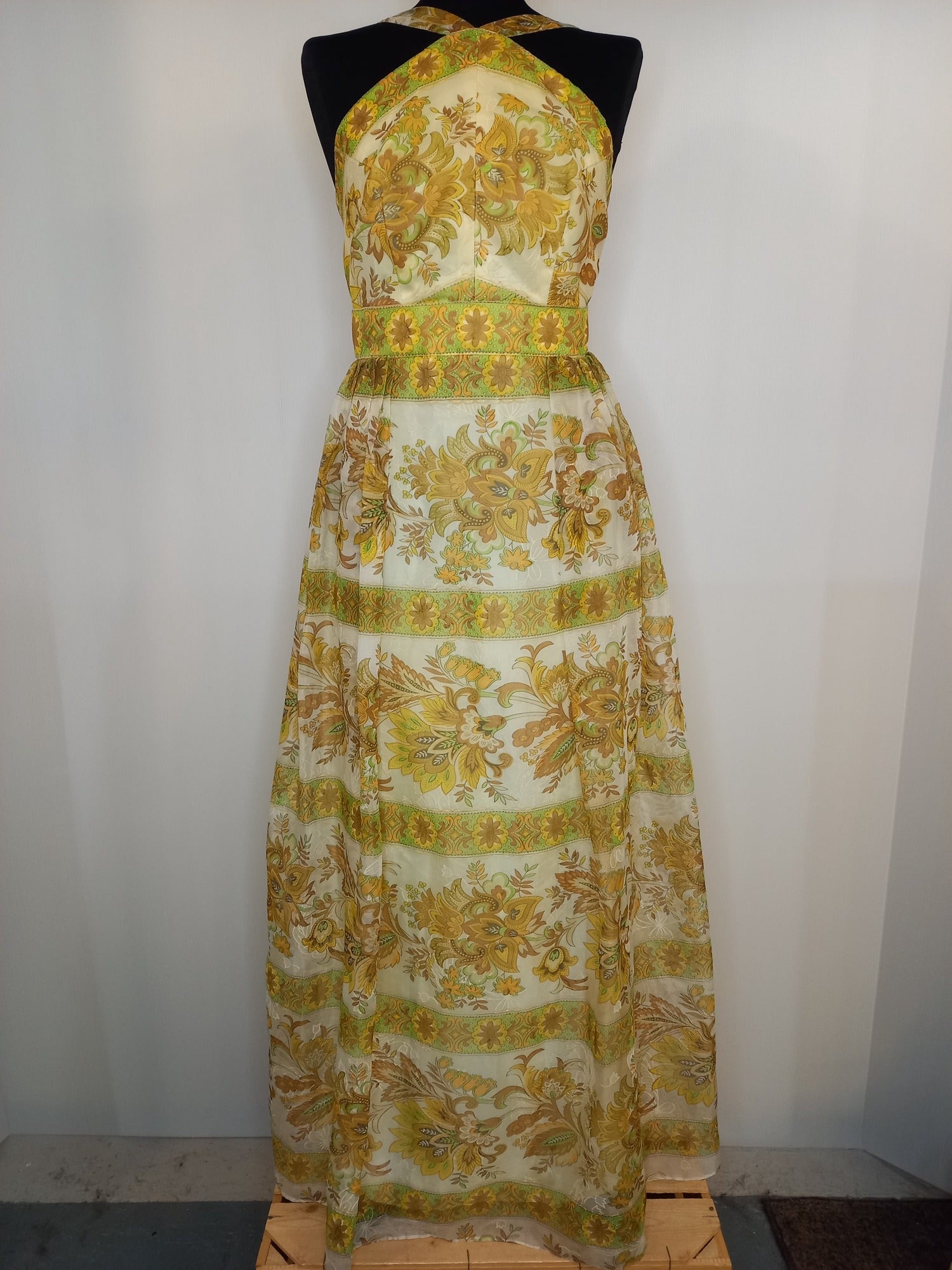 Vintage 1970s Floral Print Halter Strap Maxi Dress by John Charles - Size UK 10 - Womens Vintage Clothing - Urban Village UrbanVillageVintage Vintage 1970s Floral Print Halter Strap Maxi Dress by John Charles - Size UK 10 - Womens Vintage Clothing - Urban Village UrbanVillageVintage
