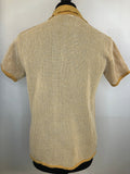 Yellow  white  vintage  V-Neck  Urban Village Vintage  urban village  short sleeved  short sleeve  retro  polo top  polo  mens  M  light knit  knitwear  knitted  knit  fine knit  70s  1970s
