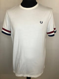 white  vintage  tshirt  tee  summer  Stripes  stripe detailing  mod  L  Fred Perry