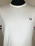 white  vintage  tshirt  tee  summer  Stripes  stripe detailing  mod  L  Fred Perry