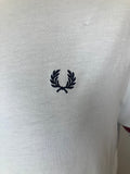 white  vintage  tshirt  tee  summer  Stripes  stripe detailing  mod  L  Fred Perry