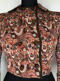 womens jacket  vintage  Urban Village Vintage  urban village  patterned  pattern  MOD  decorative pockets  cropped jacket  cropped  crop jacket  button up  button front  button fastening  brown  blazer jacket  Blazer  8  3/4 sleeves