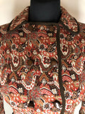 womens jacket  vintage  Urban Village Vintage  urban village  patterned  pattern  MOD  decorative pockets  cropped jacket  cropped  crop jacket  button up  button front  button fastening  brown  blazer jacket  Blazer  8  3/4 sleeves