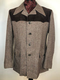 1970s Herringbone Wool and Corduroy Jacket by St Michael - Size L