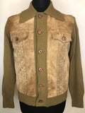 vintage  Urban Village Vintage  urban village  sweater  Suede  S  Rend  mod  mens  long sleeves  long sleeve  lattice detailing  knitwear  jacket  cardigan  cardi  button  brown  70s  1970s
