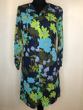 womens  vintage  Urban Village Vintage  tie neck  St Michael  maxi  Green  floral print  floral dress  dress  bow detail  Blue  70s  1970s  12