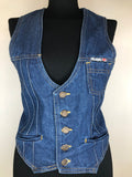 womens  waistcoat  vintage  vest  Urban Village Vintage  urban village  sleevless  sleeveless  jean  Jacket  hippie  fitted  festival  Falmers  denim  boho  blue  70s  70  1970s  10