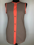 1960s Sleeveless Striped Tunic Top - Size UK 10