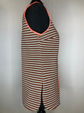 womens  white  vintage  Urban Village Vintage  tunic  top  stripes  sleeveless  orange  coral  blouse  60s  1960s  10