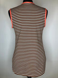 womens  white  vintage  Urban Village Vintage  tunic  top  stripes  sleeveless  orange  coral  blouse  60s  1960s  10