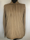 1970s Striped Knit Tie Neck Jumper by Pringle - Size UK 14-16