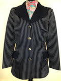 wool  womens jacket  womens  vintage  Urban Village Vintage  urban village  two button  striped blazer jacket  pure wool  pockets  long sleeve  jacket  check  button  blue  blazer jacket  Blazer  70s  1970s  16