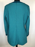 womens  windsmoor  vintage  v-neck  tunic top  tunic  top  Polka Dot  patterned  green  decorative pockets  70s  1970s  14
