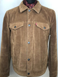 M  vintage  Urban Village Vintage  urban village  retro  red tab  pockets  mens  lightweight denim  levis strauss  levis  Jacket  flocked  faux suede  Denim jacket  collar  chest pockets  button down  button  brown