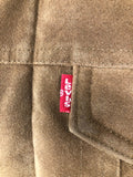 M  vintage  Urban Village Vintage  urban village  retro  red tab  pockets  mens  lightweight denim  levis strauss  levis  Jacket  flocked  faux suede  Denim jacket  collar  chest pockets  button down  button  brown