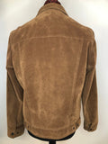 M  vintage  Urban Village Vintage  urban village  retro  red tab  pockets  mens  lightweight denim  levis strauss  levis  Jacket  flocked  faux suede  Denim jacket  collar  chest pockets  button down  button  brown