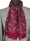 vintage  Urban Village Vintage  urban village  tootal  scarf  red  Paisley Print  paisley inspired  paisley  MOD  mens  made in england  fringed  fringe  60s  1960s