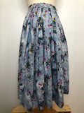 zip  womens  vintage  Urban Village Vintage  urban village  Skirts  skirt  floral print  blue  6  50s  1950s
