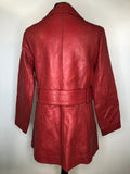 womens coat  womens  vintage  retro  Red  mod  long sleeve  long  lining  Leather Coat  leather  jacket  button  60s  1960s  10
