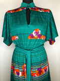 womens  waist belt  vintage  Urban Village Vintage  urban village  summer dress  summer blouse  summer  Stripes  spring  sheer  retro  maxi  keyhole neck  high neck  Green  folk  floral print  floral dress  floral  dress  Colin Glascoe  70s  1970s  10