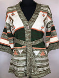 womens  vintage  Urban Village Vintage  urban village  space dye  retro  pockets  knitwear  knitted  knit  creamred baron  cardigan  cardi  boho  belted  belt  bell sleeve  70s  1970s  12