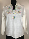 white  vintage  Urban Village Vintage  urban village  Shirt  retro  mens  long sleeves  Long sleeved top  long sleeve  Embroidered  dagger collar  dagger  bell sleeves  bell sleeve  Belair of California  70s  1970s  10