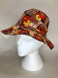 1970s Floral Print Bucket Hat - Size S