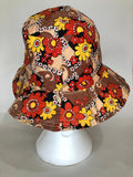 womens  vintage  velvet ribbon  Urban Village Vintage  urban village  S  retro  Orange  MOD  hat  floral print  dress  bucket hat  brown  70s  1970s