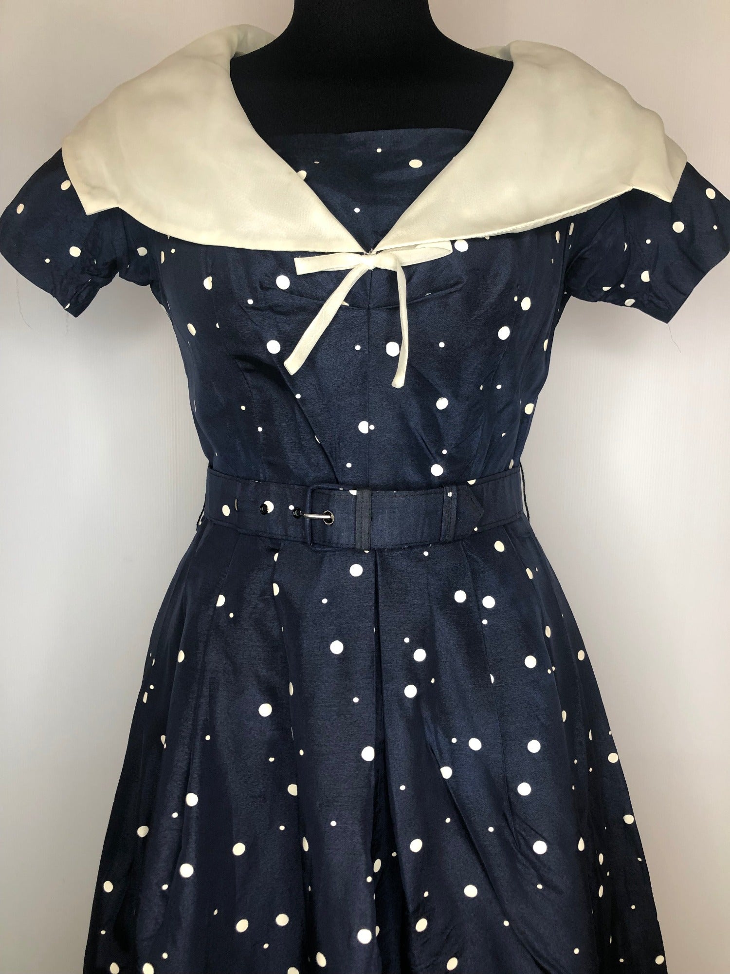 Vintage 1950s Polka Dot Sailor Collar Dress - Size UK 8- Urban Village UrbanVillageVintage Vintage 1950s Polka Dot Sailor Collar Dress - Size UK 8- Urban Village UrbanVillageVintage