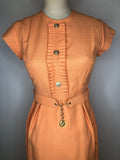 womens  vintage  summer  spring  retro  Peach  Orange  MOD  dress  belted dress  back zip  8  60s  1960s
