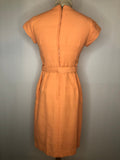 womens  vintage  summer  spring  retro  Peach  Orange  MOD  dress  belted dress  back zip  8  60s  1960s