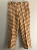 wool  W34  vintage  Urban Village Vintage  trousers  Qaja Golf  pleat front  orange  multi  mens  L32  dogtooth  cream  70s  70  1970s