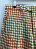 wool  W34  vintage  Urban Village Vintage  trousers  Qaja Golf  pleat front  orange  multi  mens  L32  dogtooth  cream  70s  70  1970s