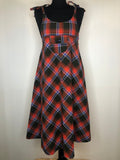 10  zip back  zip  womens  vintage  Urban Village Vintage  urban village  tie straps  tartan  retro  Red  pinafore dress  dress  check  black  back zip  A-Line  70s  1970s