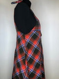10  zip back  zip  womens  vintage  Urban Village Vintage  urban village  tie straps  tartan  retro  Red  pinafore dress  dress  check  black  back zip  A-Line  70s  1970s