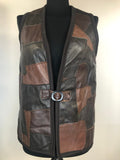 womens  waistcoat  vintage  vest  Urban Village Vintage  urban village  press stud fastening  pockets  Leather  fitted  brown leather  Black Leather  black  70s  1970s  12