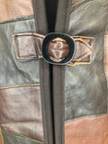 womens  waistcoat  vintage  vest  Urban Village Vintage  urban village  press stud fastening  pockets  Leather  fitted  brown leather  Black Leather  black  70s  1970s  12
