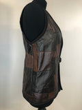 womens  waistcoat  vintage  vest  Urban Village Vintage  urban village  press stud fastening  pockets  Leather  fitted  brown leather  Black Leather  black  70s  1970s  12