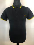 Fred Perry Polo Top in Black - Size S Slim Fit