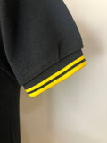 yellow stripe  top  T-Shirt  Slim Fit  S  polo top  polo  MOD  mens  Fred Perry  embroidered  cotton pique  black