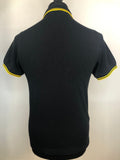 yellow stripe  top  T-Shirt  Slim Fit  S  polo top  polo  MOD  mens  Fred Perry  embroidered  cotton pique  black